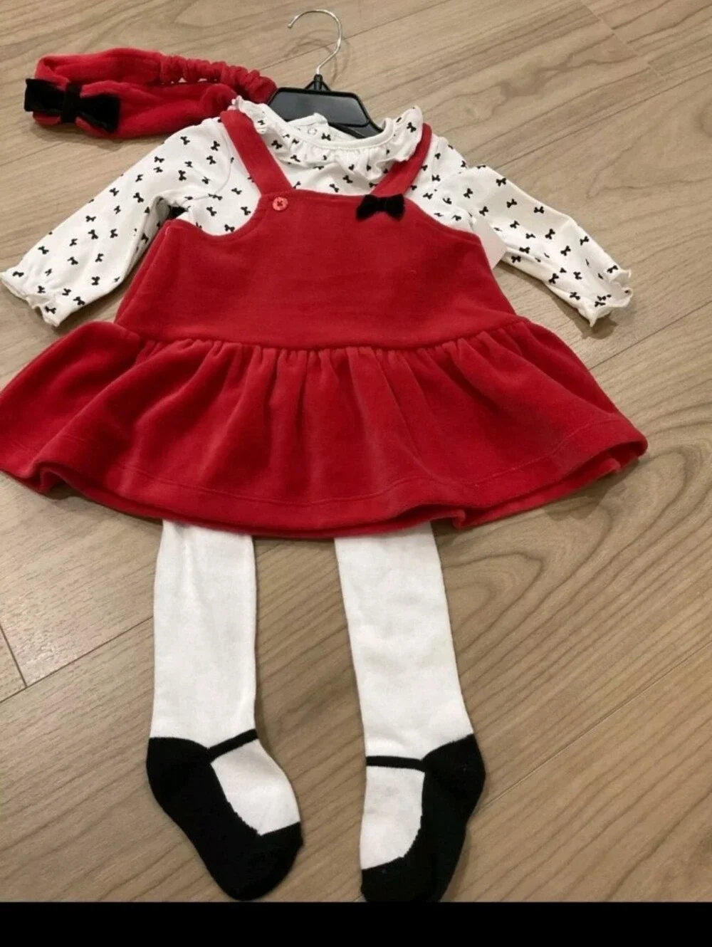 Little Me Size 6m Festive Bow Velour Jumper Dress